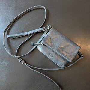 Frye Melissa Distressed Leather Crossbody/Wristlet Stadium Bag